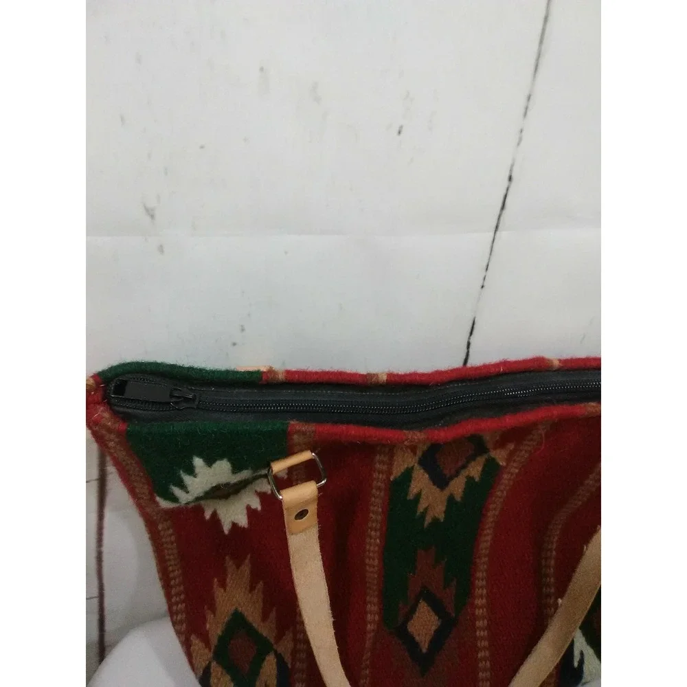 El Paso Saddle Blanket Wool Bag Southwestern Tote Boho‎ Hippie Leather Straps